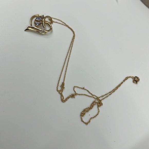 10kt Gold Heart .20 Ct Tanzanite Round Diamond Accent Heart Pendant Necklace - Picture 10 of 17